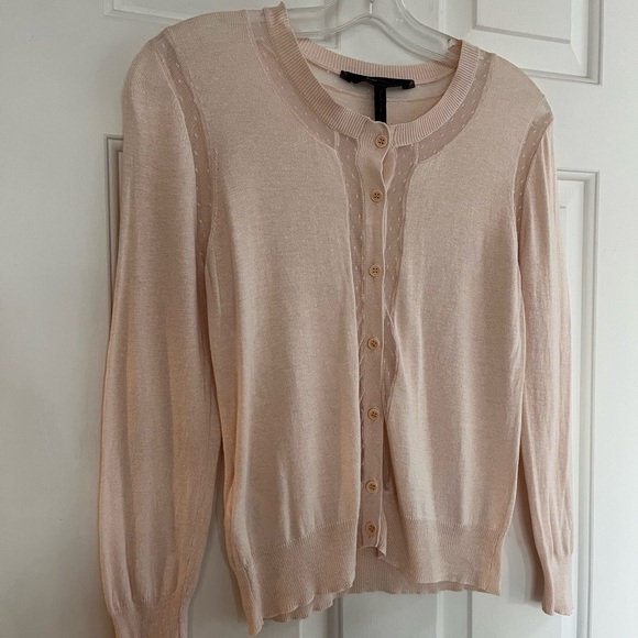 BCBG MAXAZRIA Glenna Silk Blend Lace Cardigan S Corozo - Picture 4 of 14
